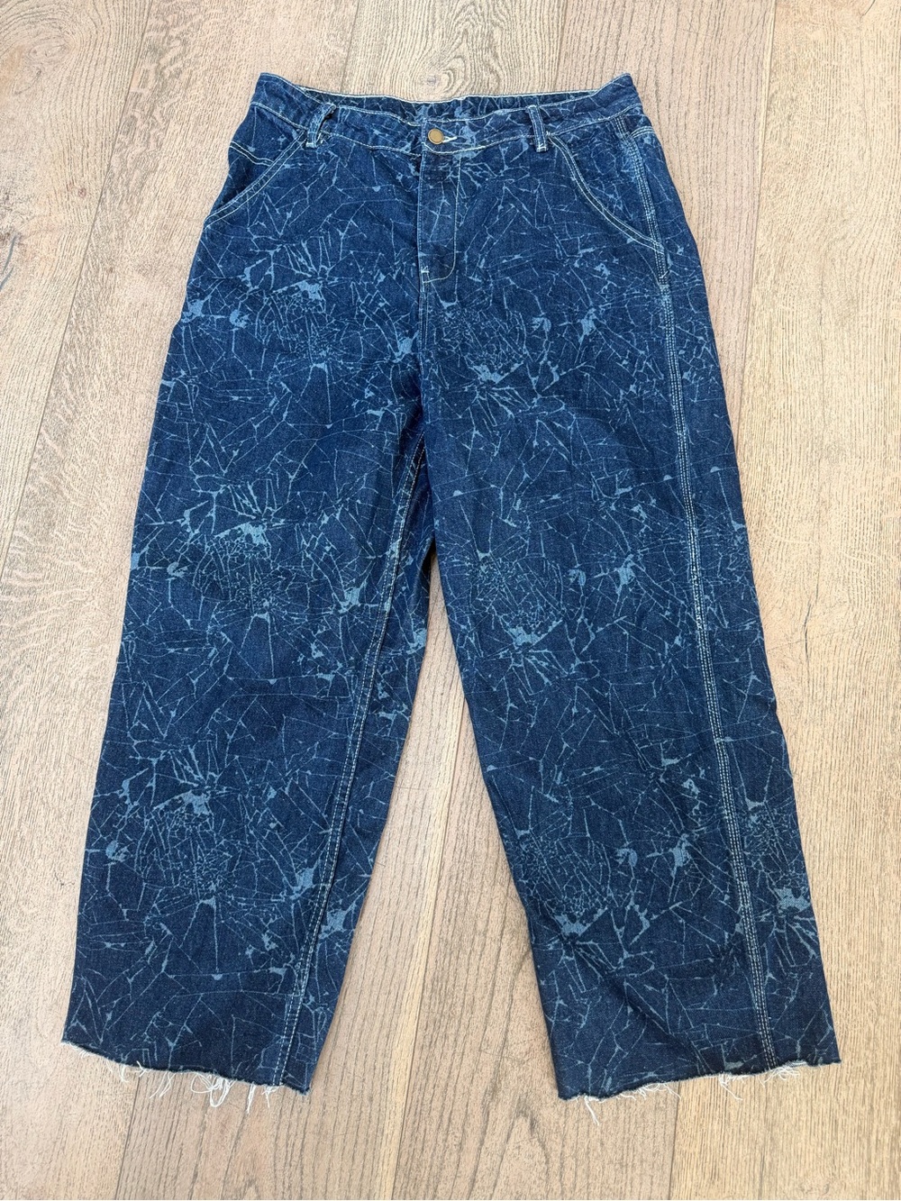🌱 Come Sundown Toil Blue Skater Cargo Jeans, Size Medium, 100% Cotton, Wide Leg